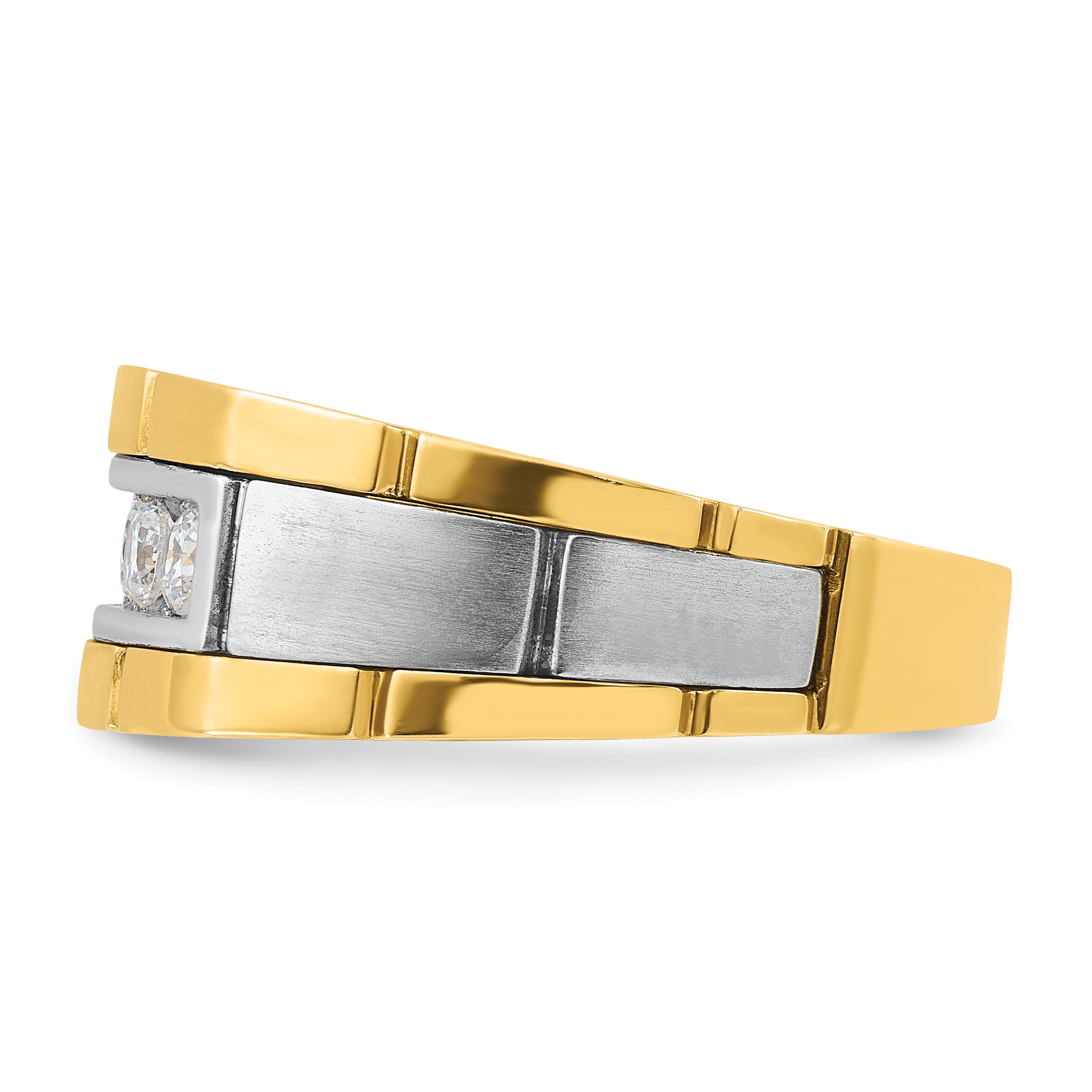 14k Two-tone Men's Polished and Satin 5-Stone 1/2 Carat AA Quality Diamond Ring Secondary image
