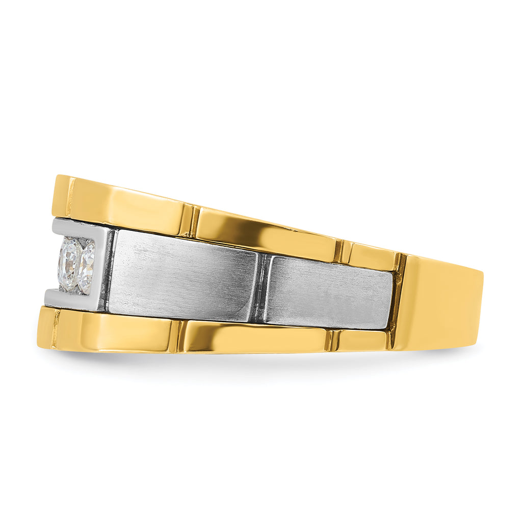 14k Two-tone Men's Polished and Satin 5-Stone 1/2 Carat AA Quality Diamond Ring - Sophia Jewelers