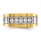 14k Two-tone Men's Polished and Satin 5-Stone 1/2 Carat AA Quality Diamond Ring - Sophia Jewelers