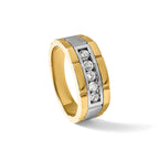 14k Two-tone Five Stone Polished and Satin Men's Ring Mounting, Mounting Only - Sophia Jewelers