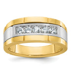 14k Two-tone Five Stone Polished and Satin Men's Ring Mounting, Mounting Only - Sophia Jewelers