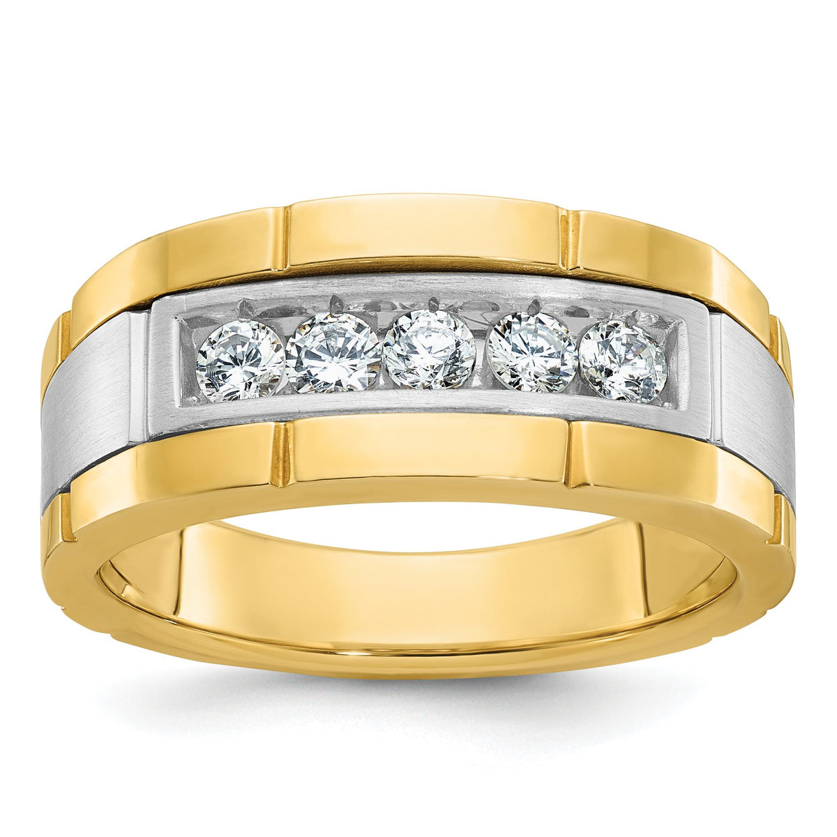 Men's Five-Stone Diamond Ring in 14K Two-Tone Gold, 9.82mm (1/2 ct. tw.), Size 10 - Sophia Jewelers Main image