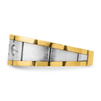 14k Two-tone Men's Polished Satin and Grooved 3-Stone 1/4 Carat AA Quality Diamond Ring - Sophia Jewelers