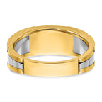 14k Two-tone Men's Polished Satin and Grooved 3-Stone 1/4 Carat AA Quality Diamond Ring - Sophia Jewelers