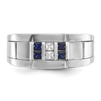 14k White Gold Polished and Grooved Mens Ring Mounting, Mounting Only - Sophia Jewelers