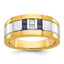 14k Two-tone Men's Polished and Grooved Lab Created Sapphire and 1/10 Carat AA Quality Diamond Ring - Sophia Jewelers
