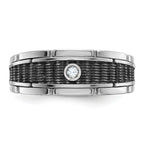 14k White Gold Men's Polished and Textured Solitaire Ring Mounting, Mounting Only - Sophia Jewelers