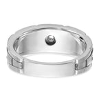 14k White Gold with Black Rhodium Men's Polished and Textured 1/20 Carat AA Quality Solitaire Diamon - Sophia Jewelers