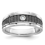 14k White Gold Men's Polished and Textured Solitaire Ring Mounting, Mounting Only - Sophia Jewelers