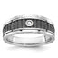 14k White Gold Men's Polished and Textured Solitaire Ring Mounting, Mounting Only - Sophia Jewelers