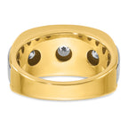 14k with White Rhodium Mens Polished Satin and Grooved 7-Stone 1.5 Carat AA Diamond Ring - Sophia Jewelers