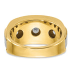14k with White Rhodium Men's Polished Satin and Grooved 7-Stone 2 Carat AA Quality Diamond Ring - Sophia Jewelers