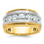 14k Men's Polished Satin and Grooved 7-Stone Ring Mounting, Mounting Only - Sophia Jewelers