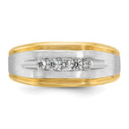 14k Mens Polished Satin and Grooved 5-Stone Ring Mounting, Mounting Only - Sophia Jewelers