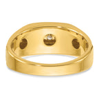 14k Mens Polished Satin and Grooved 5-Stone Ring Mounting, Mounting Only - Sophia Jewelers