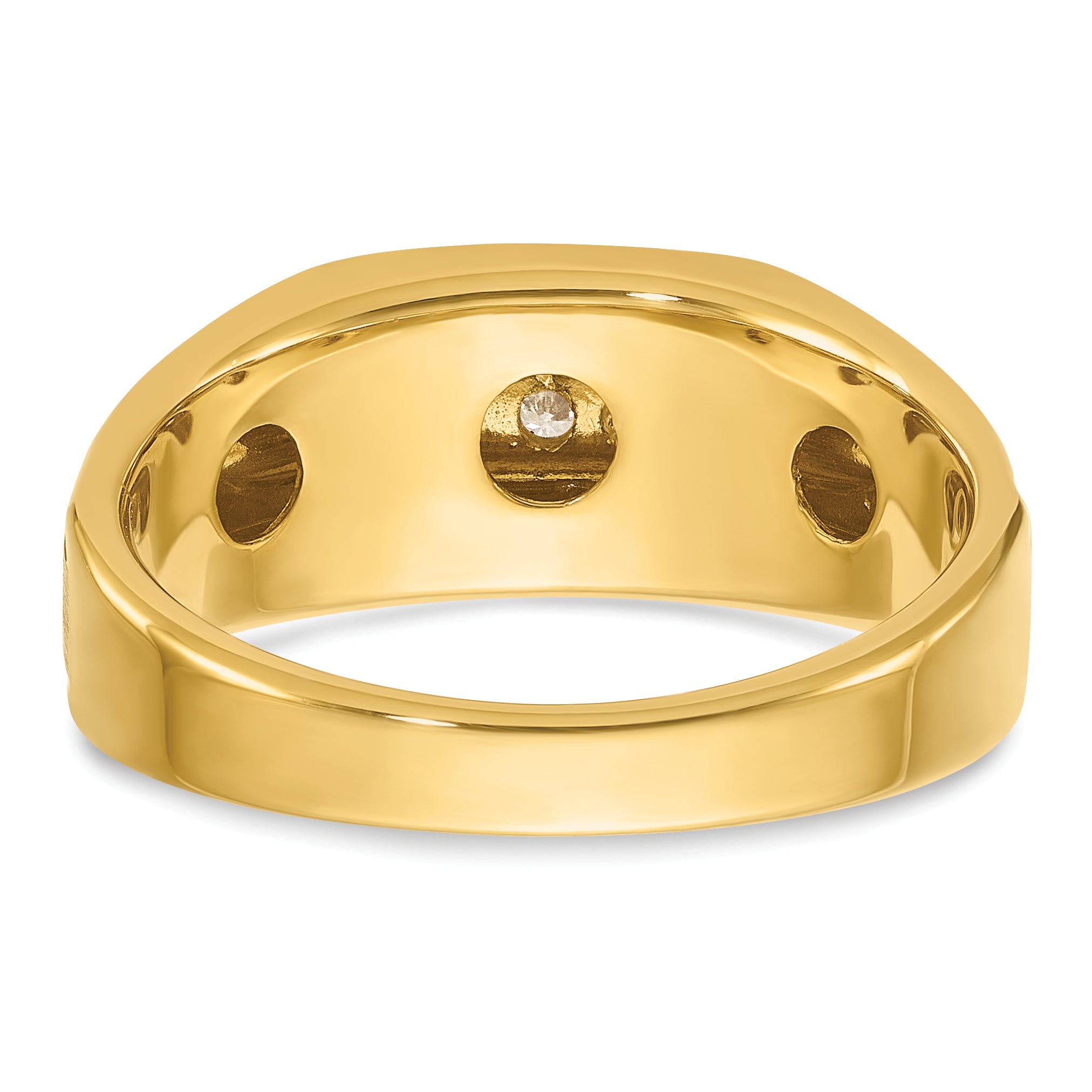 14k Mens Polished Satin and Grooved 5-Stone Ring Mounting, Mounting Only - Sophia Jewelers