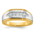 14k with White Rhodium Men's Polished Satin and Grooved 5-Stone 1/4 Carat AA Quality Diamond Ring - Sophia Jewelers