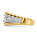 14k Two-tone Men's Polished Satin and Grooved 5-Stone 1/2 Carat AA Quality Diamond Ring - Sophia Jewelers