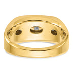 14k Two-tone Men's Polished Satin and Grooved 5-Stone Ring Mounting, Mounting Only - Sophia Jewelers