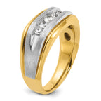 14k Two-tone Men's Polished Satin and Grooved 5-Stone Ring Mounting, Mounting Only - Sophia Jewelers