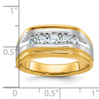 14k Two-tone Men's Polished Satin and Grooved 5-Stone 1/2 Carat AA Quality Diamond Ring - Sophia Jewelers