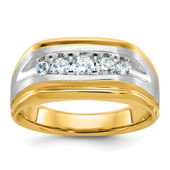14k Two-tone Men's Polished and Satin Lab Grown VS/SI FGH Dia Com - Sophia Jewelers