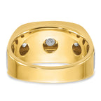 14k Two-tone Men's Polished Satin and Grooved 5-Stone Ring Mounting, Mounting Only - Sophia Jewelers