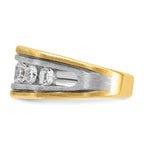 14k Two-tone with Black Rhodium Men's Polished Satin and Grooved 7-Stone 2 Carat AA Quality Diamond - Sophia Jewelers