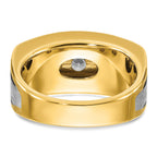 14k Two-tone Men's Polished Satin and Grooved 7-Stone Ring Mounting, Mounting Only - Sophia Jewelers