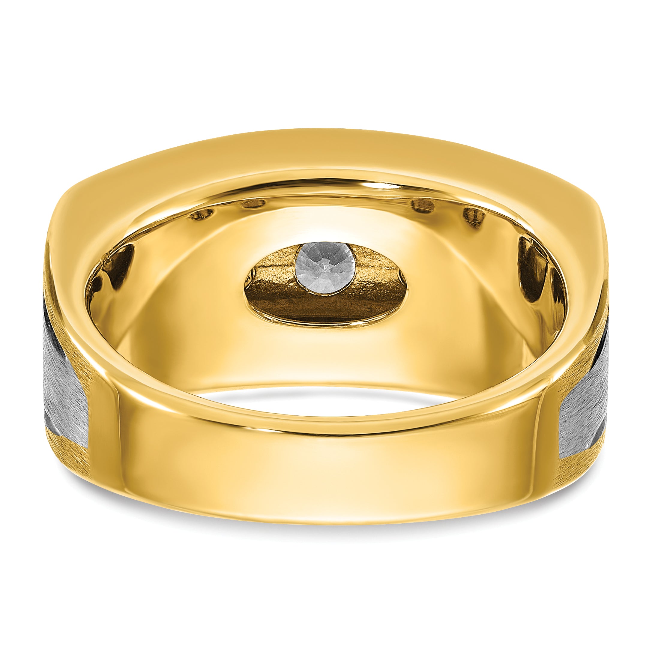 14k Two-tone with Black Rhodium Men's Polished Satin and Grooved 7-Stone 2 Carat AA Quality Diamond - Sophia Jewelers