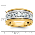 14k Two-tone with Black Rhodium Men's Polished Satin and Grooved 7-Stone 2 Carat AA Quality Diamond - Sophia Jewelers