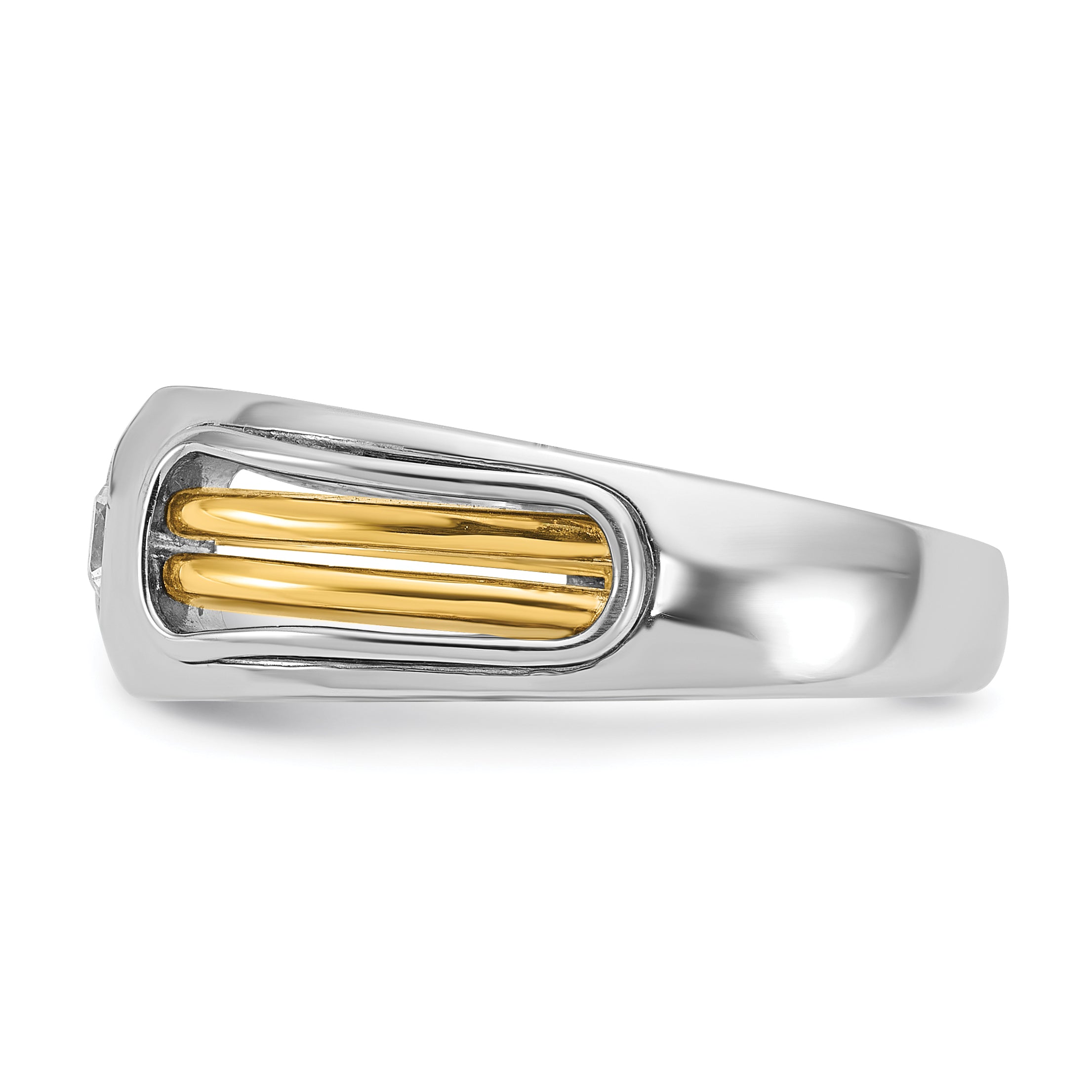 14k Two-tone Polished and Cut-Out Mens Ring Mounting, Mounting Only - Sophia Jewelers