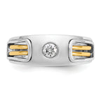 14k Two-tone Men's Polished and Cut-Out 1/5 Carat AA Quality Diamond Ring - Sophia Jewelers