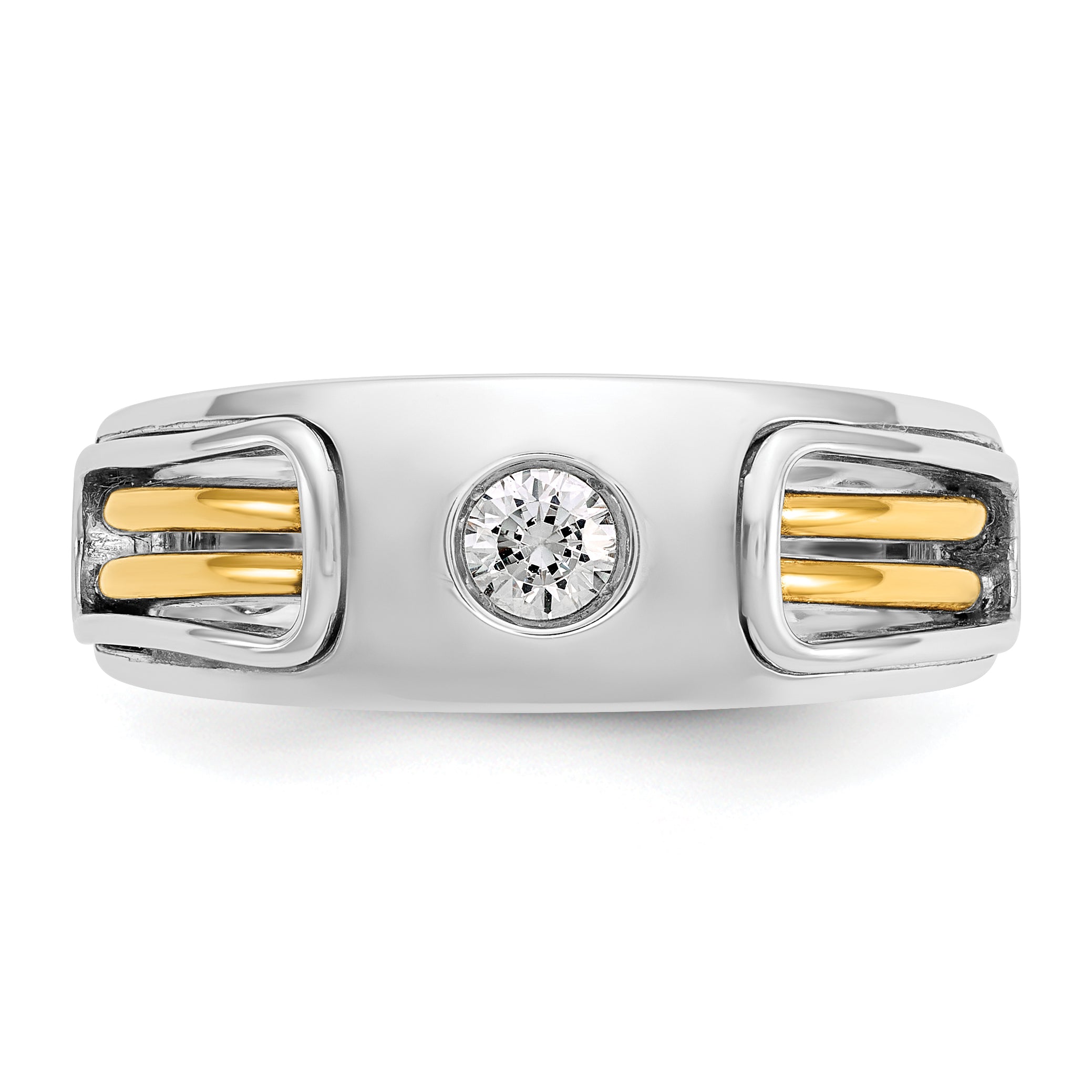 14k Two-tone Men's Polished and Cut-Out 1/5 Carat AA Quality Diamond Ring - Sophia Jewelers