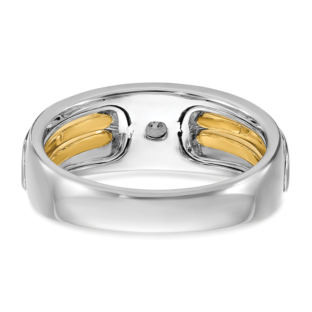 14k Two-tone Polished and Cut-Out Mens Ring Mounting, Mounting Only - Sophia Jewelers