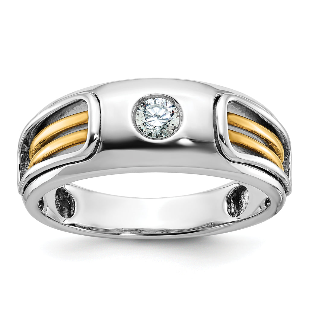 14k Two-tone Polished and Cut-Out Mens Ring Mounting, Mounting Only - Sophia Jewelers