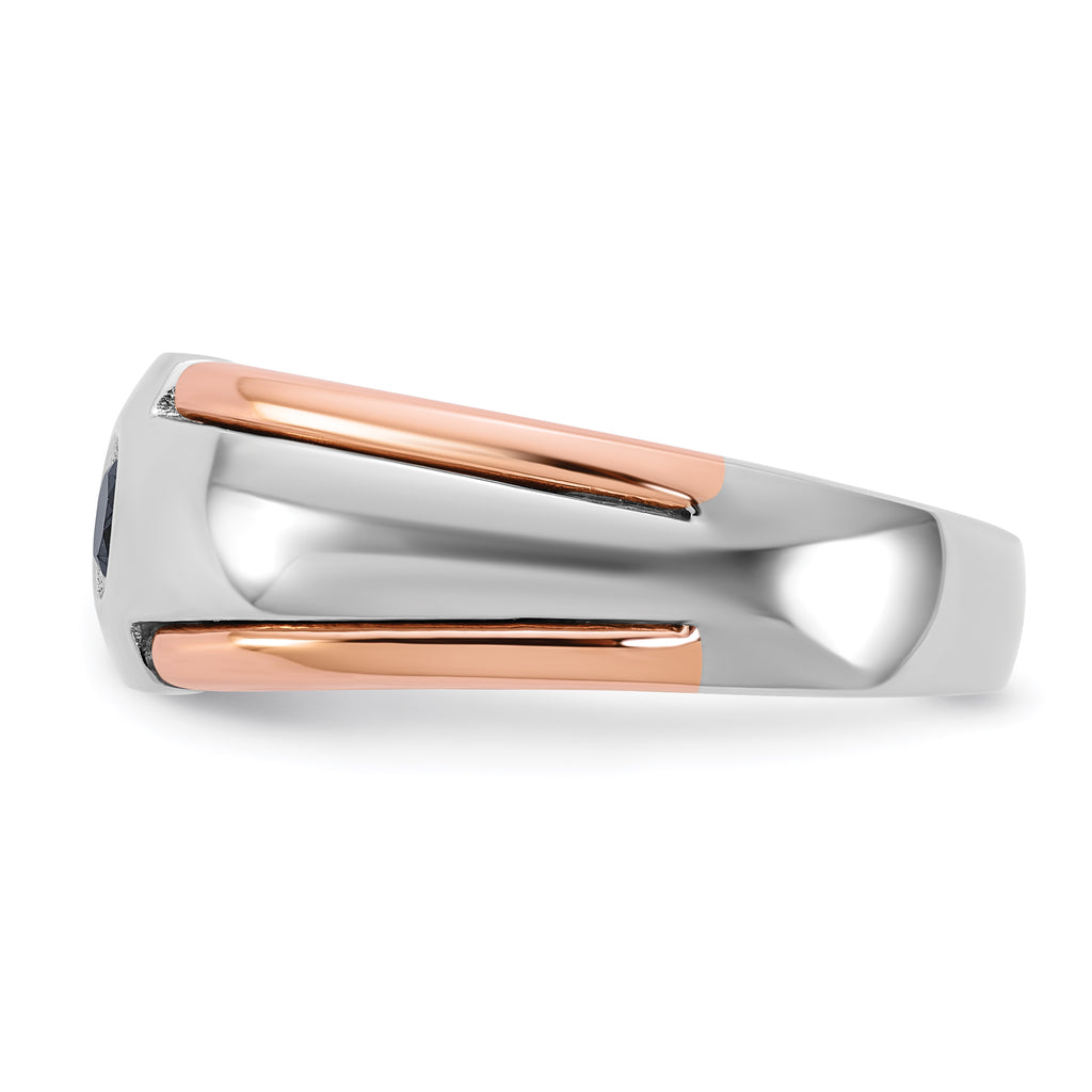 14k Two-tone White/Rose Gold Mens Diamond Ring Mounting, Mounting Only - Sophia Jewelers