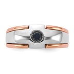 14k Two-tone White/Rose Gold Mens 1/4 carat Black Diamond Complete Ring - Sophia Jewelers
