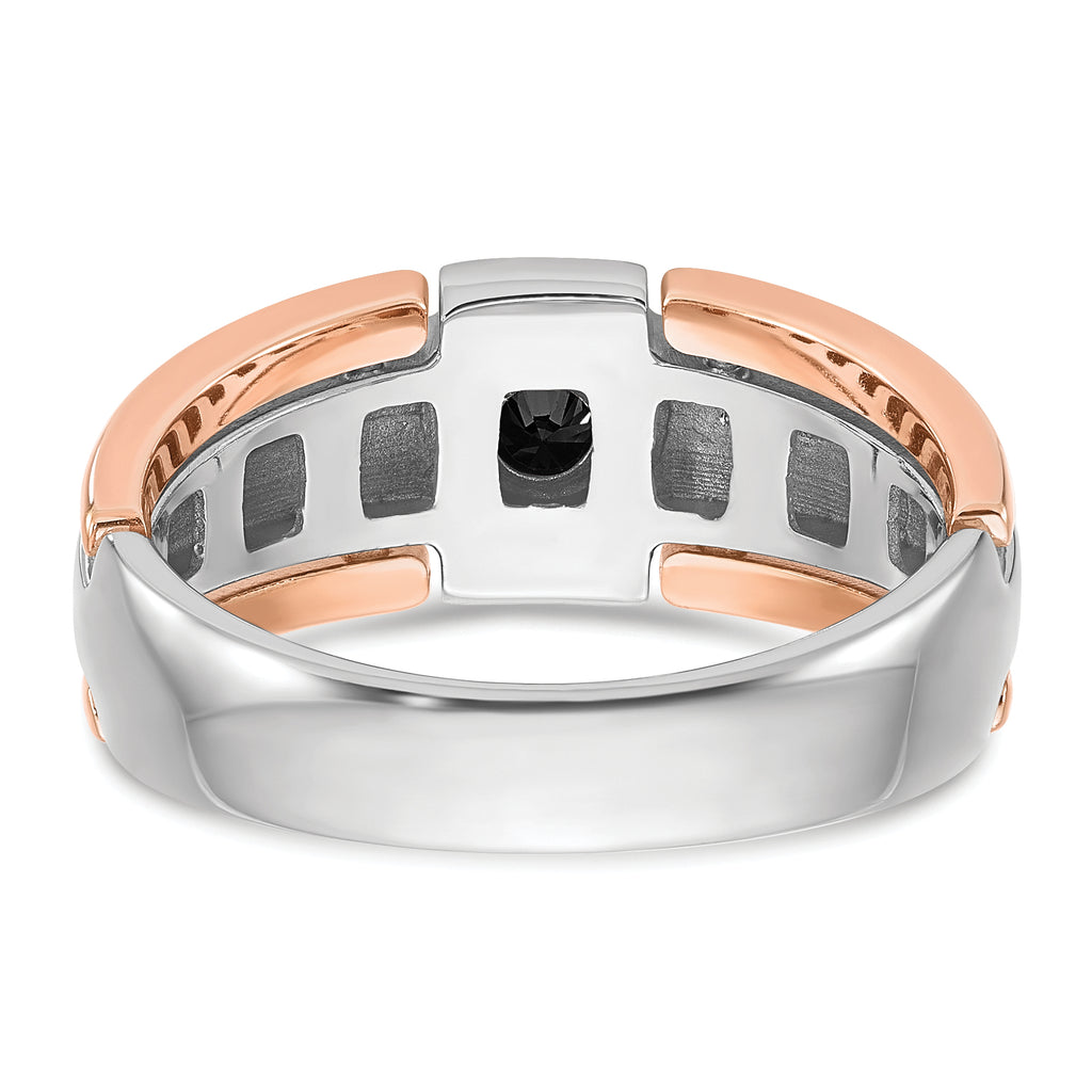 14k Two-tone White/Rose Gold Mens 1/4 carat Black Diamond Complete Ring - Sophia Jewelers