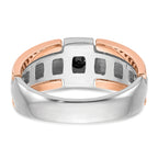 14k Two-tone White/Rose Gold Mens 1/4 carat Black Diamond Complete Ring - Sophia Jewelers
