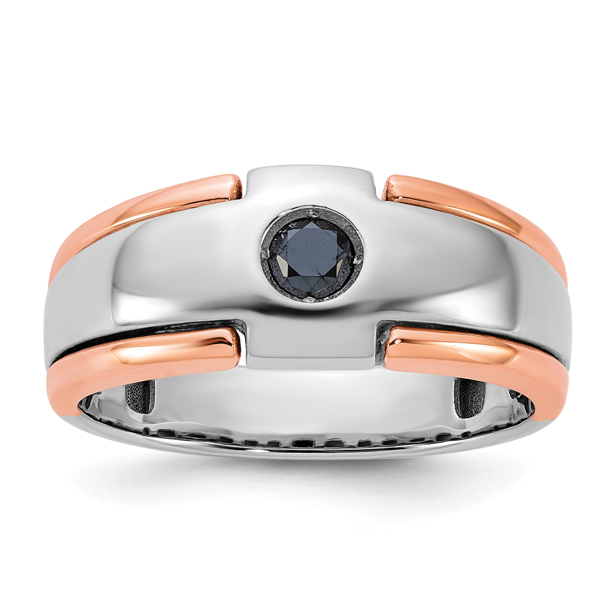 14k Two-tone White/Rose Gold Mens 1/4 carat Black Diamond Complete Ring - Sophia Jewelers Main image
