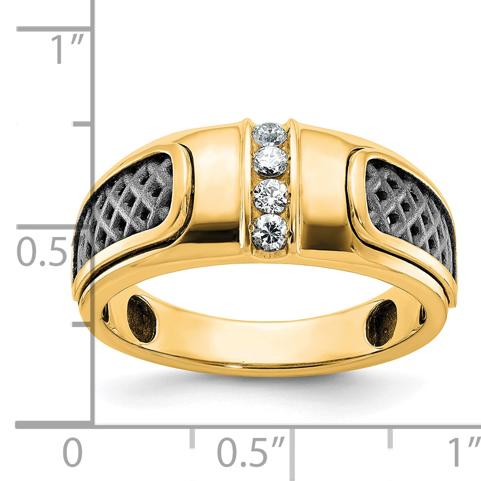 10k Men's w/Black Rhodium Diamond Complete Ring
