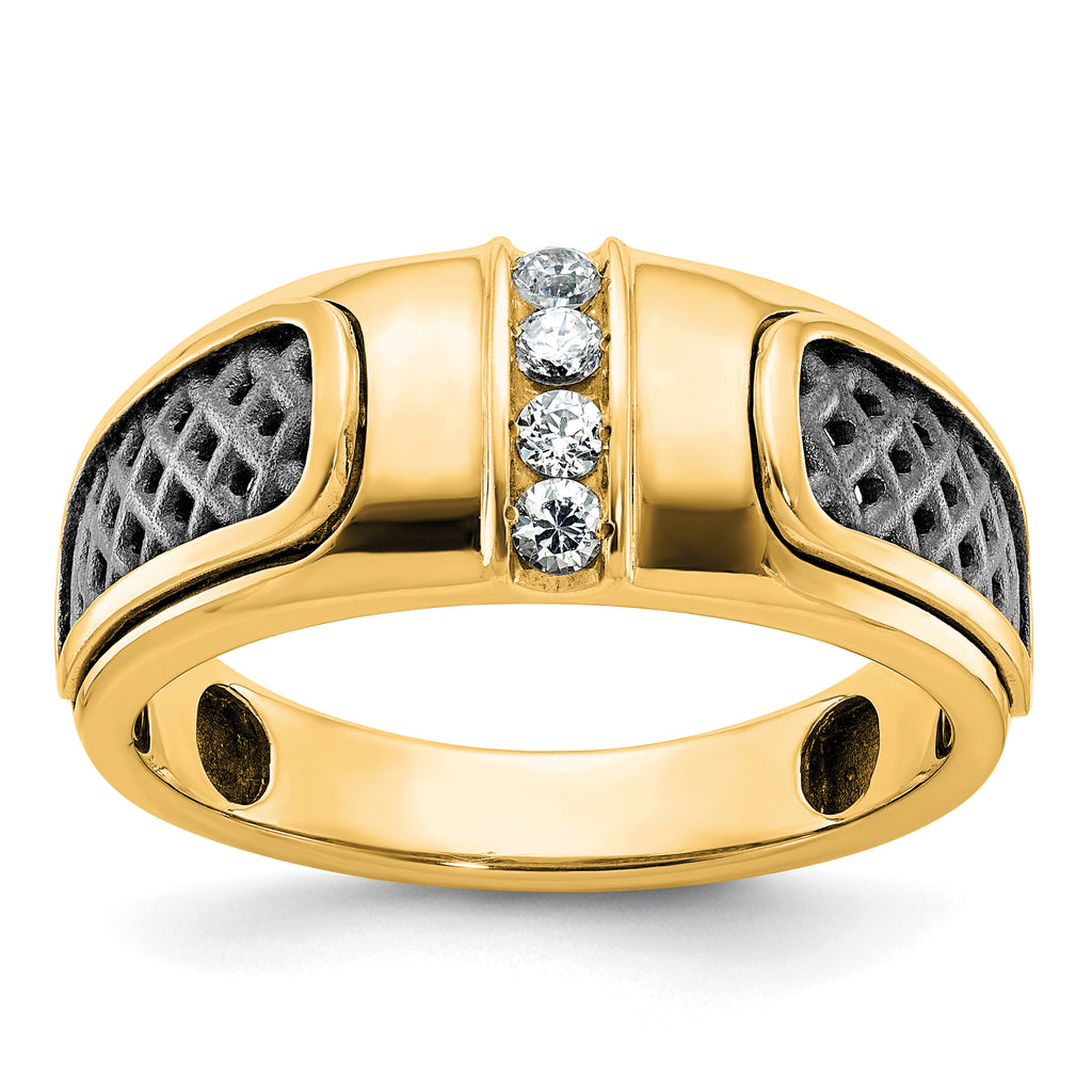 10k Men's w/Black Rhodium Diamond Complete Ring