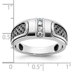 14k White Gold with Black Rhodium Mens 1/5 carat Diamond Complete Ring - Sophia Jewelers