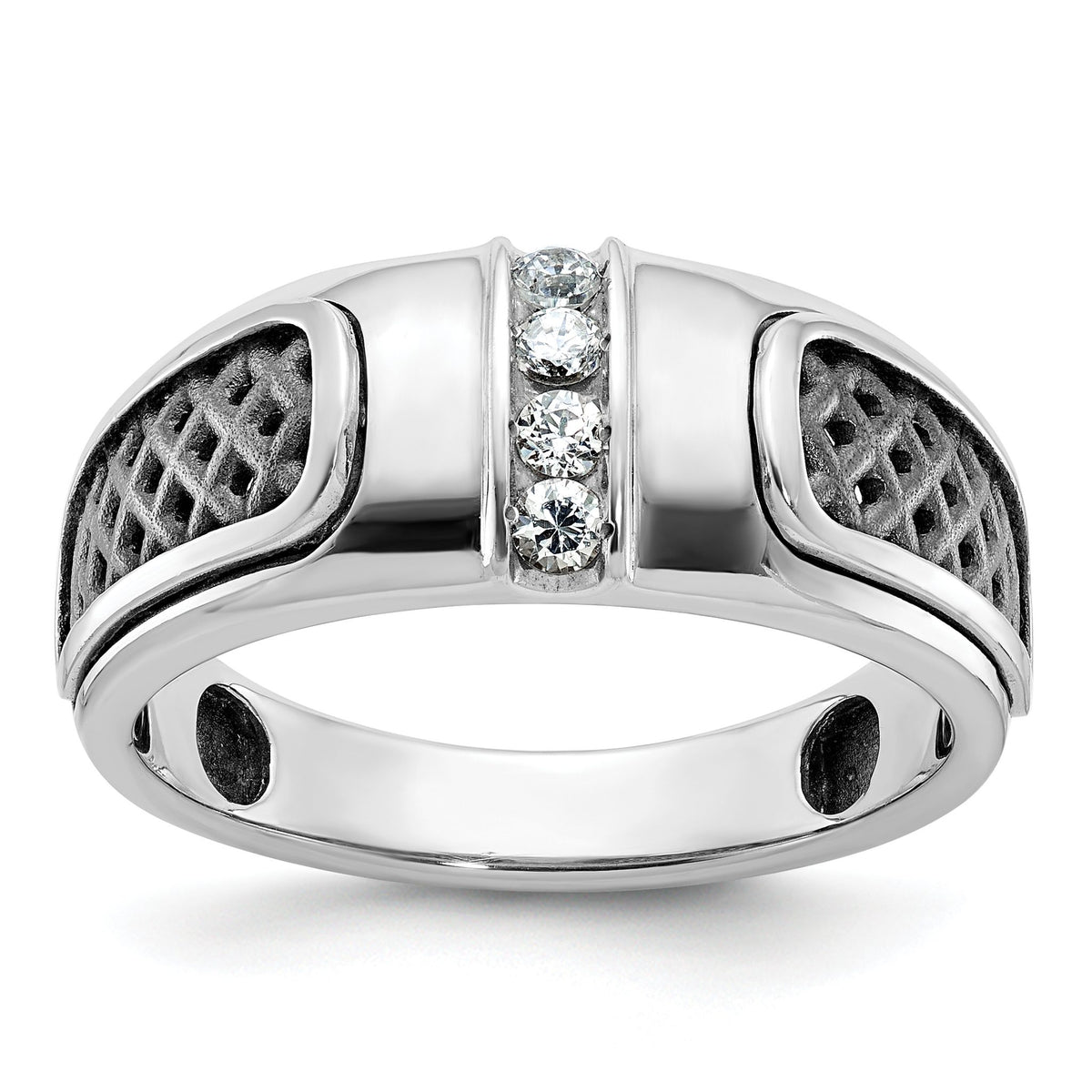 Men's Black Diamond Ring in 14K White Gold (1/5 ct. tw.), Size 10 - Sophia Jewelers Main image