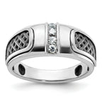 14k White Gold with Black Rhodium Mens 1/5 carat Diamond Complete Ring - Sophia Jewelers