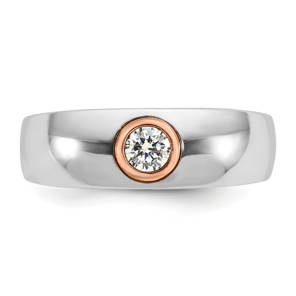 14k Two-tone White/Rose Gold Mens Diamond Ring Mounting, Mounting Only - Sophia Jewelers