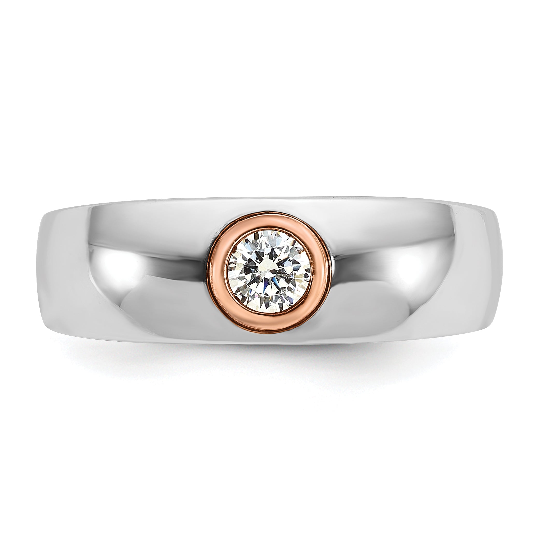 14k Two-tone White/Rose Gold Mens Diamond Ring Mounting, Mounting Only - Sophia Jewelers