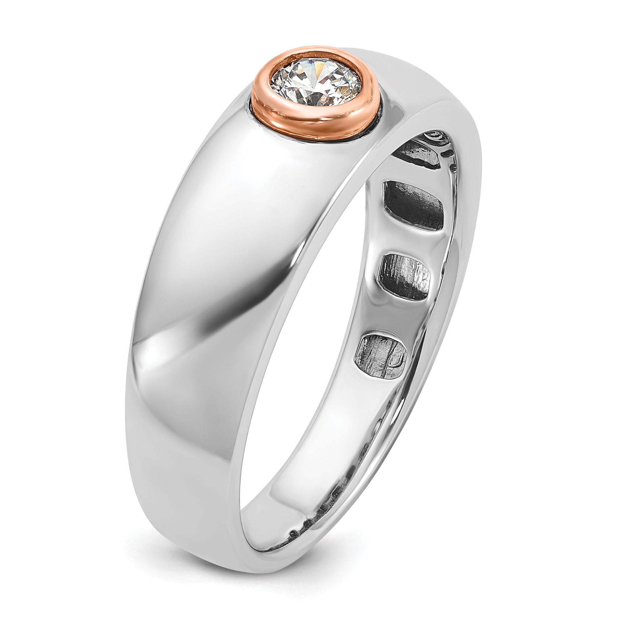 14k Two-tone White/Rose Gold Mens 1/4 carat Diamond Complete Ring - Sophia Jewelers