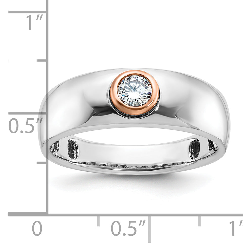 14k Two-tone White/Rose Gold Mens Diamond Ring Mounting, Mounting Only - Sophia Jewelers
